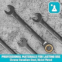 Vista 5 de DURATECH Juego de llaves de trinquete antideslizantes, juego de llaves combinadas, 22 piezas, métricas y SAE, 1/4" a 3/4" y 6-18mm, 72 dientes