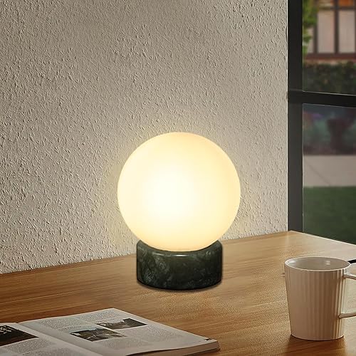 Miniatura 8 de FLORNIA Lámpara de mesa industrial moderna, lámpara de escritorio única con pantalla de vidrio y base de mármol para dormitorio, sala de estar,