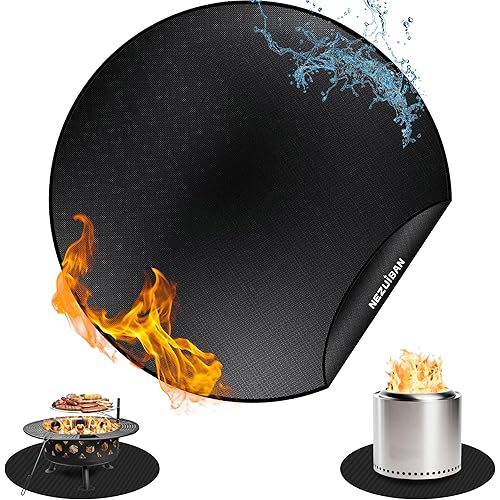 36'' Round Fire Pit Mat for Solo Stove Bonfire,Double-Sided Fireproof Grill Mat,Heat Resistant BBQ Accessory,Easy Clean & Reusable