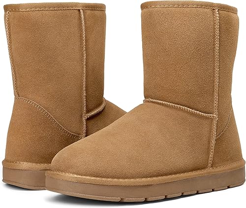 Miniatura 5 de Jousen Men's Winter Boots Suede Snow Boot Leather Mid-calf Shoes Fur Lining