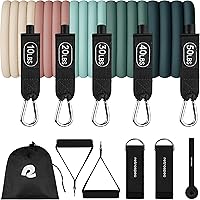 Retrospec Train Resistance Bands Set: 5 Stackable Bands, Handles, Door Anchor & Bag - Portable Workout for Strength, Yoga & Physical Therapy