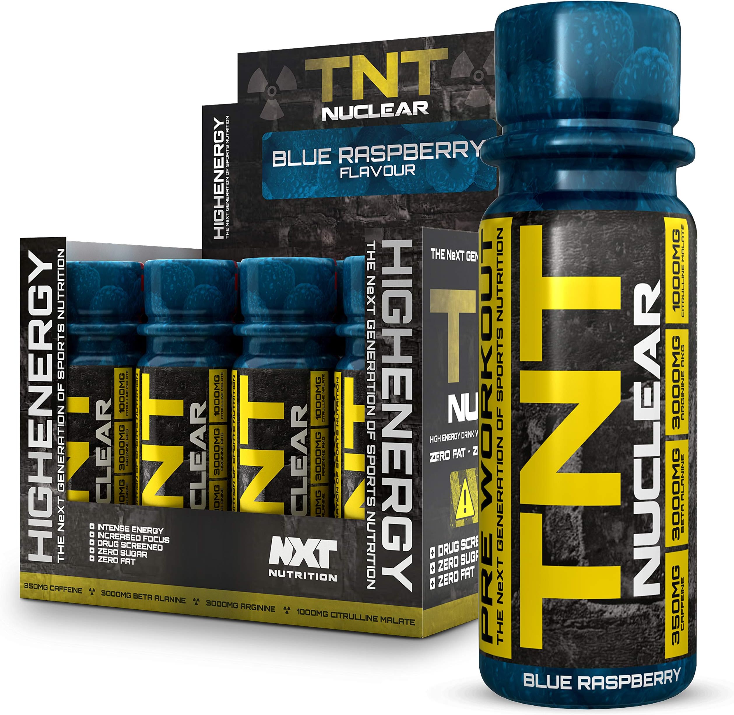 NXT Nutrition TNT Nuclear Shots - Pre Workout Drink 12 x 60ml | Blue Raspberry
