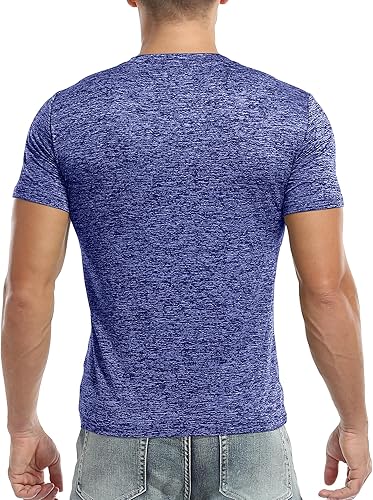 Miniatura 4 de KUYIGO Camisas Henley para hombre, estilo casual, elegante, básica, de manga corta, ligera, a la moda