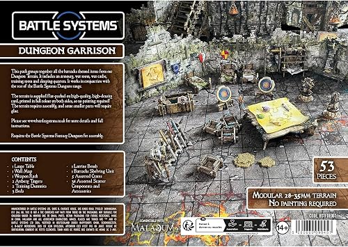 Fantasy Dungeon Terrain Garrison - Battle Systems Terrain Immersive Scenery for D&D DND Maladum Pathfinder RPGs Full Color Heavy Duty Cardstock Printed Both Sides