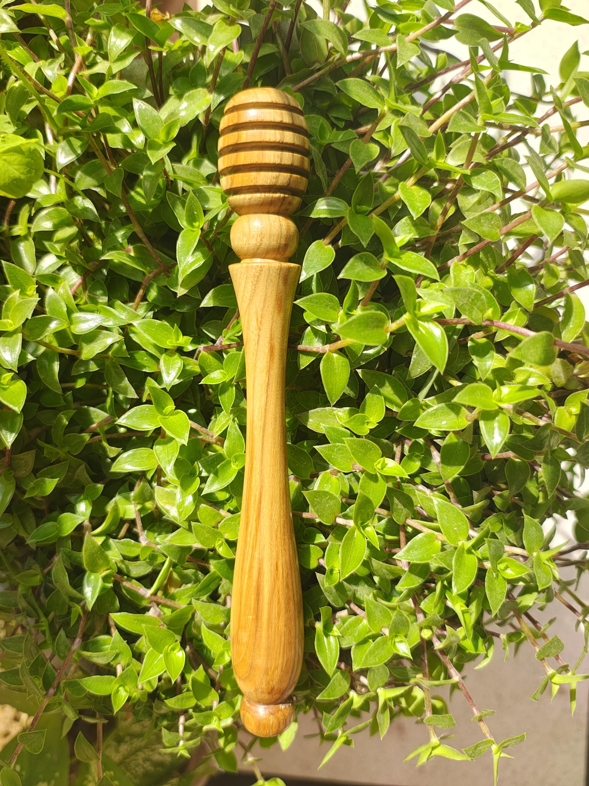 Set of 2 - 8 Inch Wooden Honey Dippers for Drizzling - Natural Sagwan (Teak) Wood Honey Sticks with Long Handle and Deep Grooves - Reusable Wooden Spoon for Honey, Syrups, and Tea 2