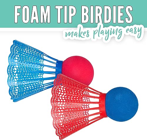 Miniatura 4 de Franklin Sports Juego de raquetas de bádminton para niños, juego de raquetas de bádminton de gran tamaño para niños, juego de 2 jugadores para patio