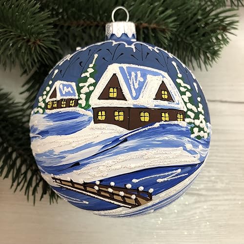 Adornos de Navidad de vidrio pintados a mano de 3.94 pulgadas, bola colgante, adornos para árbol de Navidad, mini adornos para decoración de