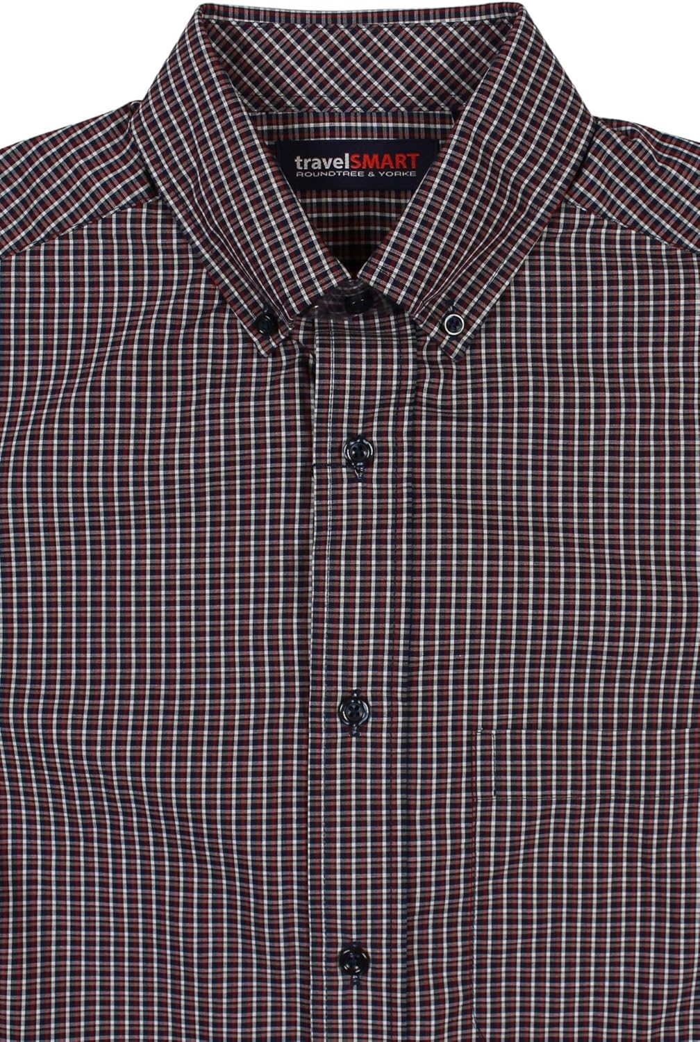 Roundtree & Yorke TravelSMART Wrinkle-Free Casual Shirts Men's Long Sleeve Button-Down Shirt with Pocket, Regular Sizes