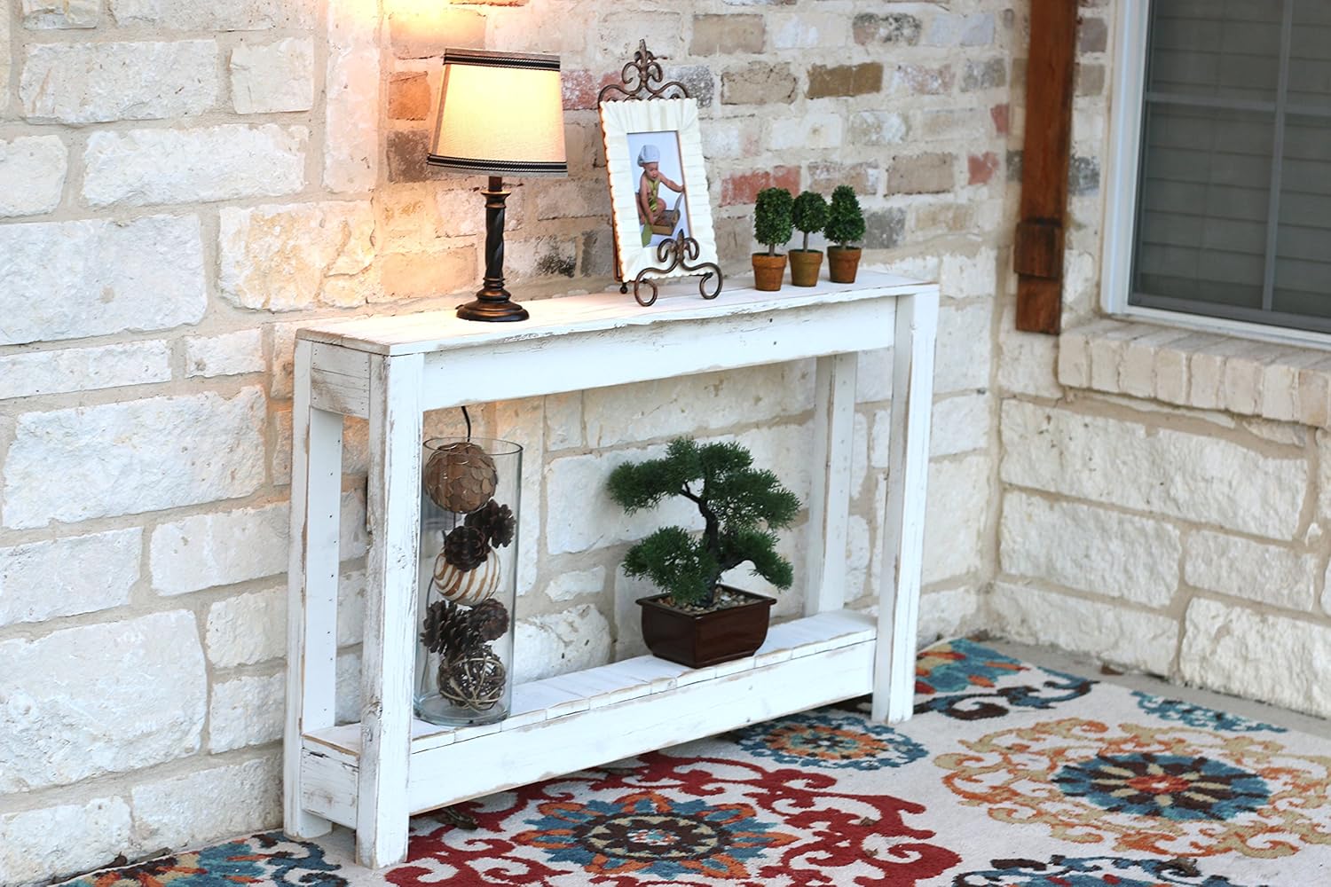 Doug and Cristy Designs White Rustic Entry Way Table 46" L