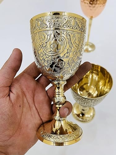 Miniatura 3 de Malla Inc. Copa de vino de latón hecha a mano vintage King Royal's Chalice de 6 pulgadas (paquete de 1)