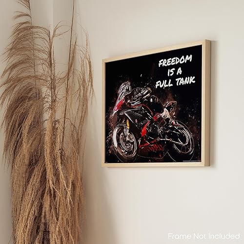 Miniatura 8 de Inspirational Wall Art Co. - La libertad es un tanque completo - Sportbike Honda Motocicleta Retro Shop Garage Biker Regalo Motivación Citas Pósters
