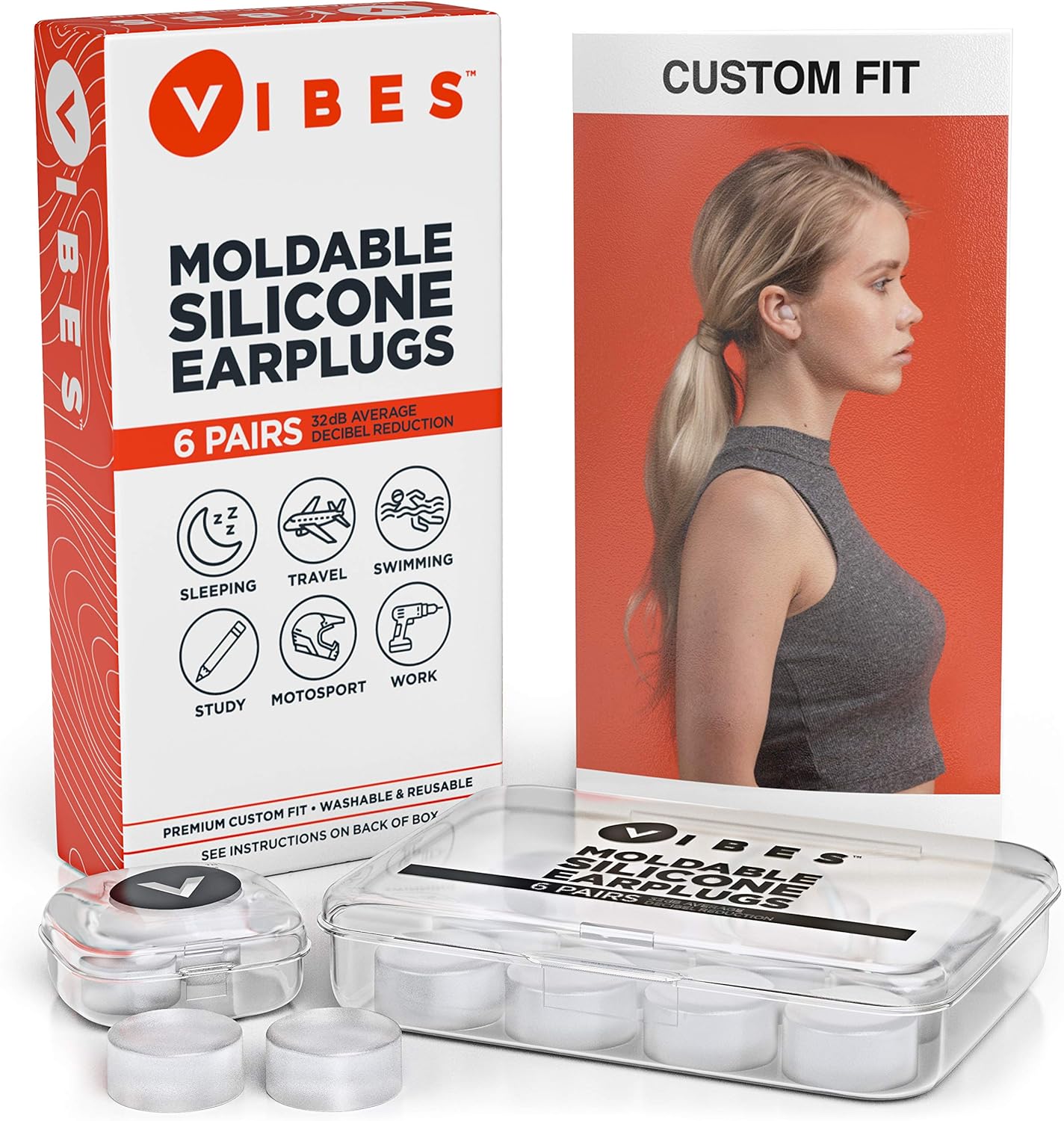 Silicone Ear Plugs 6 Pairs Vibes Reusable Earplugs For