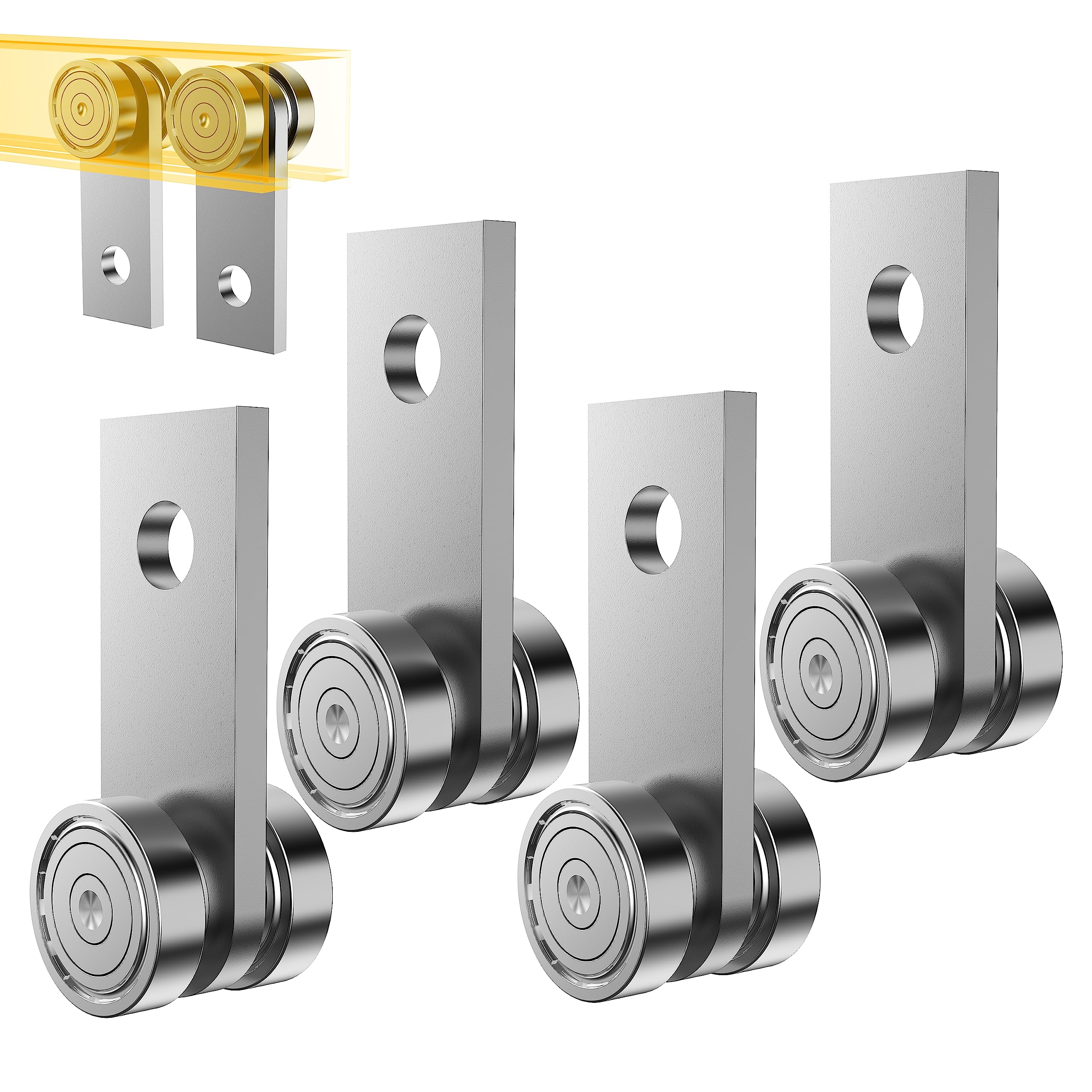 HZG 2 Wheel Trolley Assembly Rollers, Two Bearing Trolley Assembly for 1-5/8" Wide and All 1-5/8" or Taller Strut Channel, Trolley Roller Garage