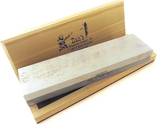 Arkansas - Banco de afilado de cuchillos con combinación suave (mediana) y dura (fina), piedra de afilar 8 x 2 x 1 pulgada en caja de madera MFC-8-C