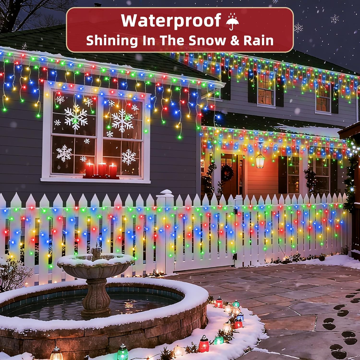 810 LED Christmas Lights Outdoor 82FT with 180 Drops, Christmas Decorations Hanging Lights 12 Modes, Dimmable Outsite Fairy String Lights for Wedding Party Holiday Winter Wonderland Decor Multicolor