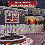 82FT 810 LED Multicolore Icicle lumières de Noël Décor extérieur - 180 Visage diamanté LED Des ampoules, 12 Modes, dimmables, minuterie & Mémoire intérieure & En plein air, 29V Faible tension, énergétique, UL Certifié
