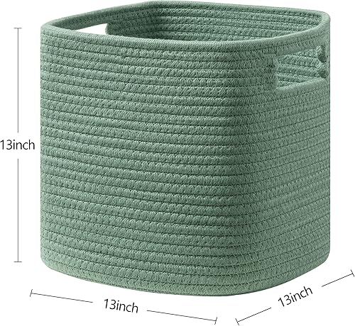 Miniatura 2 de UBBCARE Juego de 4 cestas de almacenamiento de 13 x 13 x 13 pulgadas, cesta de cuerda de algodón para estantes, juguetes, libros, cubos de