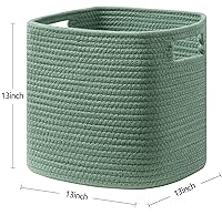 Vista 2 de UBBCARE Set of 3 Cotton Rope Basket 13 X 13 X 13 Inches, Woven Storage Baskets for Shelves, Organizing with Handles, Cube Storage Bins for Storage