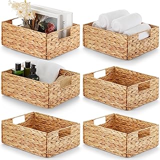 BLUEWEST Water Hyacinth Storage Baskets (Set of 6) – Woven Hyacinth Orga...