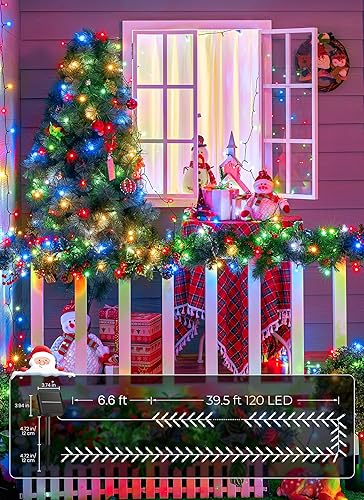 Miniatura 4 de Brightown Luces Solares de Navidad para Exteriores, Paquete de 4 Total 184 Pies 480 LED Luces de Cadena Solares para Exteriores Impermeables Cable