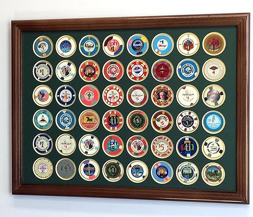 Miniatura 11 de Tenedor de la vitrina del marco de la moneda de la viruta del póker del casino 48 con el inserto coloreado negro