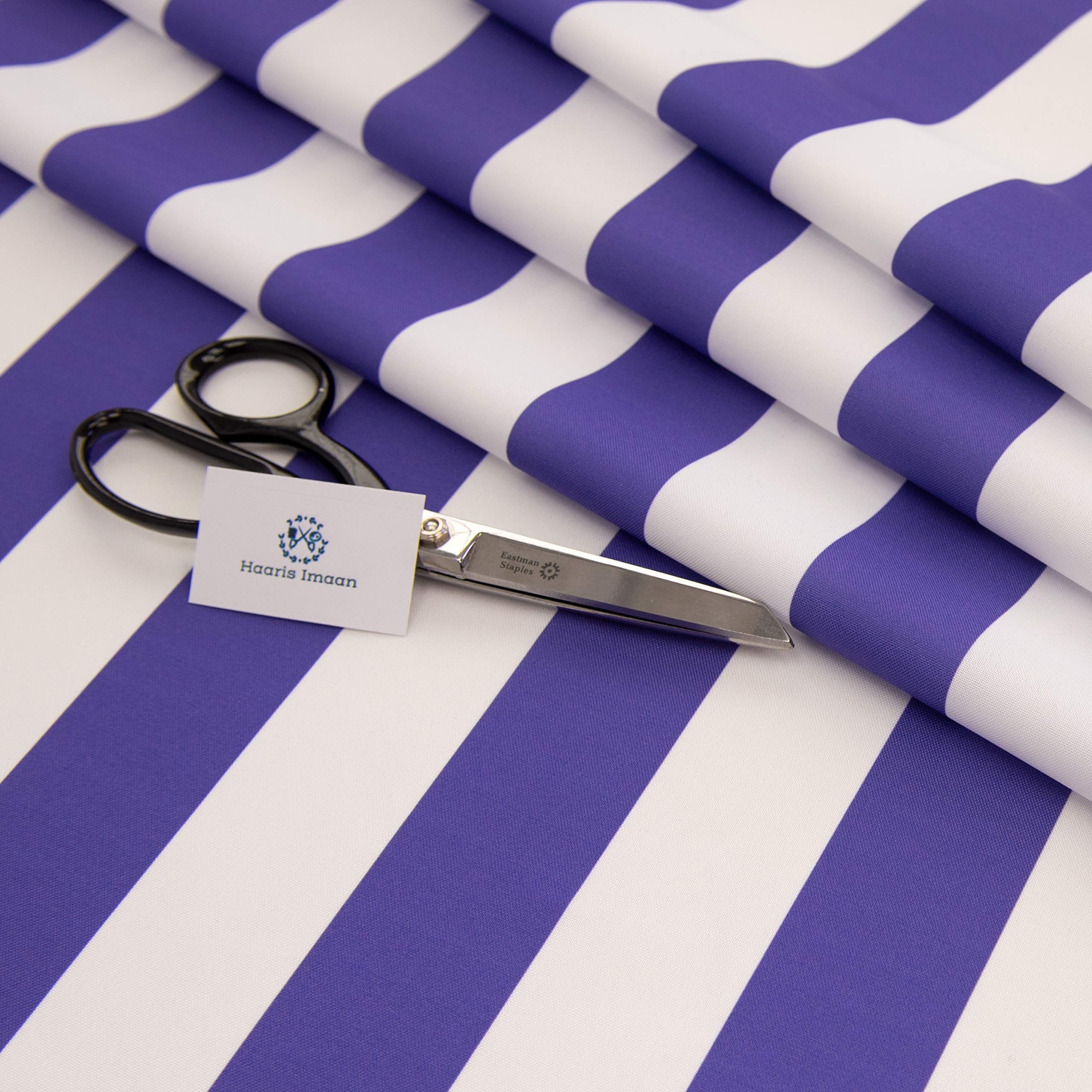 Haaris Imaan Arabesque Collection Printed Water Resistant Upholstery Fabric Half Metre, Stripe Purple