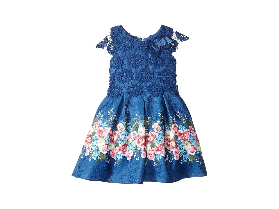 

Us Angels Cap Sleeve Lace Popover Dress (Toddler/Little Kids) (Navy) Girl's Dress