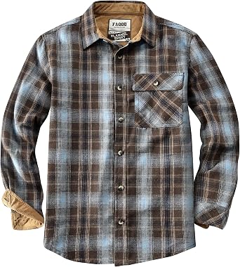 Mens Flannel Shirts Long Sleeve Flannel Shirt Casual Button Down Brushed Cotton Plaid Shirt for Men