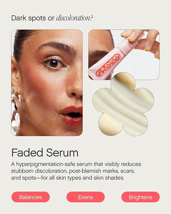 Topicals Post-Acne Kit - Mini Faded Serum for Dark Spots (0.5 Fl Oz) and Sealed Active Scar Filling Primer Retinol and Salicylic Acid for Acne Prone Skin (1 Fl Oz)