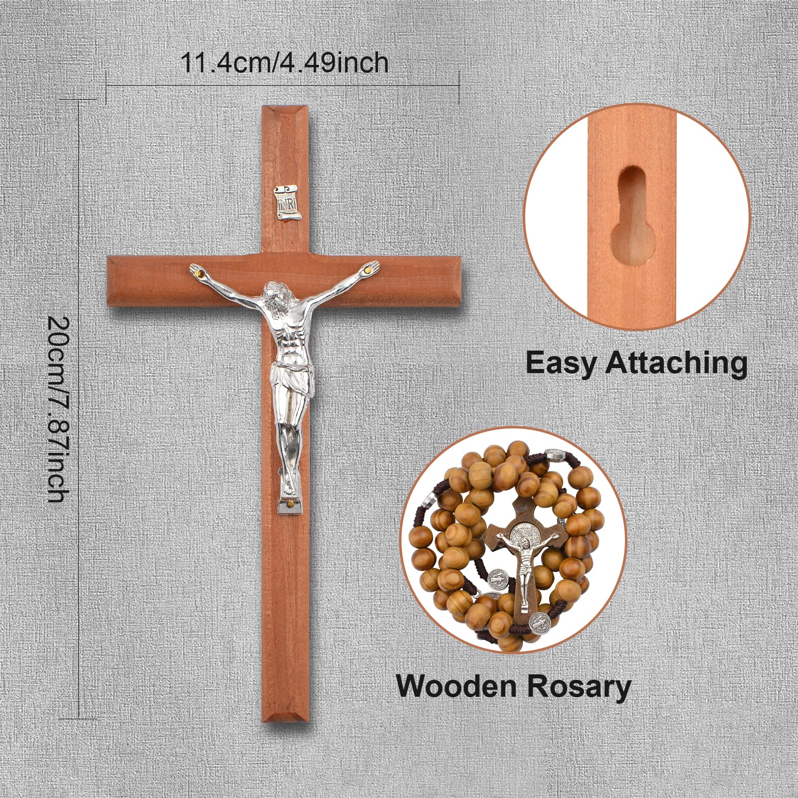 Set Croix Crucifix En Bois - Collier Et Pendentif Religieux - Décoration Intérieure