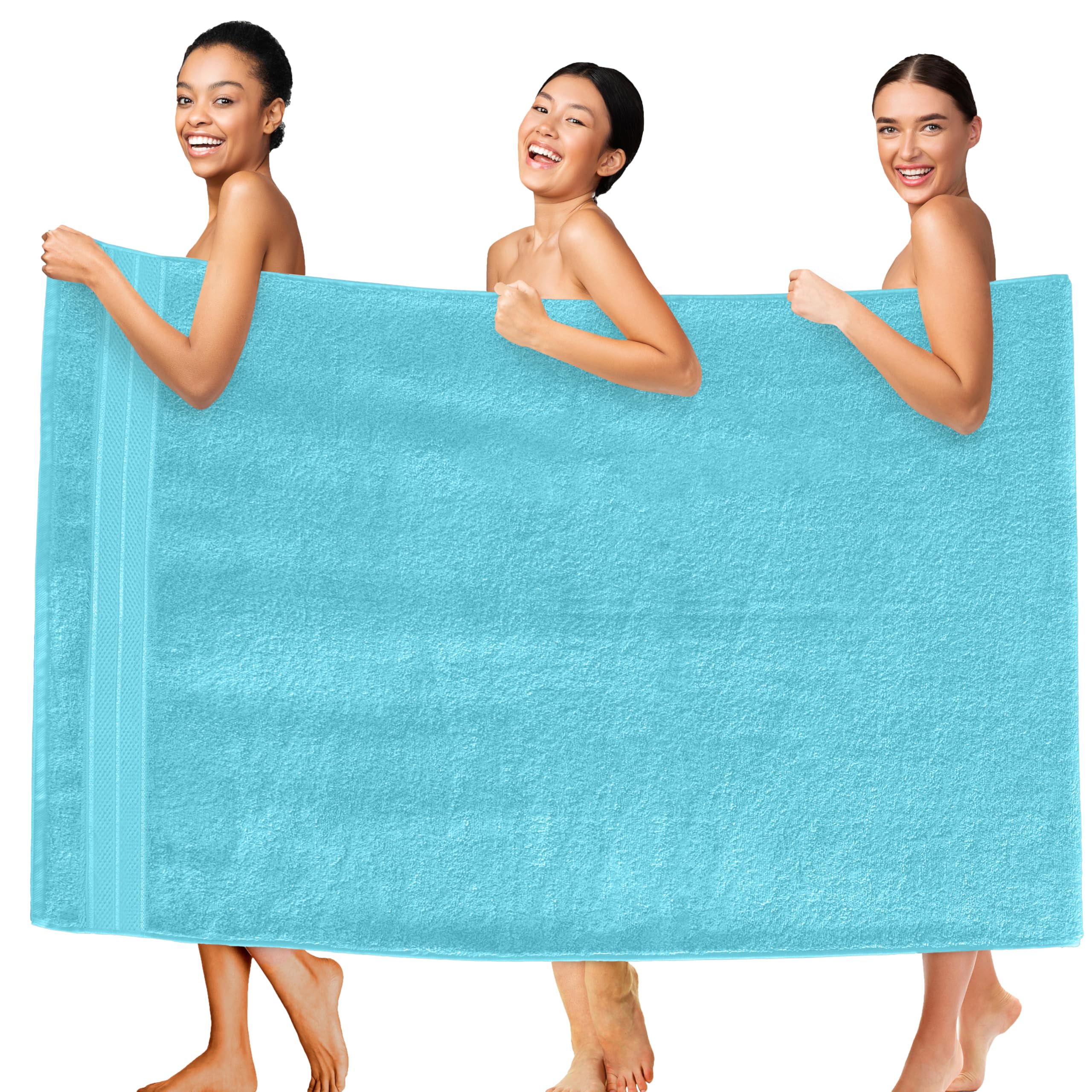 Elegant Comfort Three Line Popcorn Extra Large Luxury Bath Towel - 40" x 80" inch, Premium Hotel Spa Quality 1 Piece Oversized Bath Sheet 100% Turkish Cotton Super Soft Highly Absorbent, Aqua