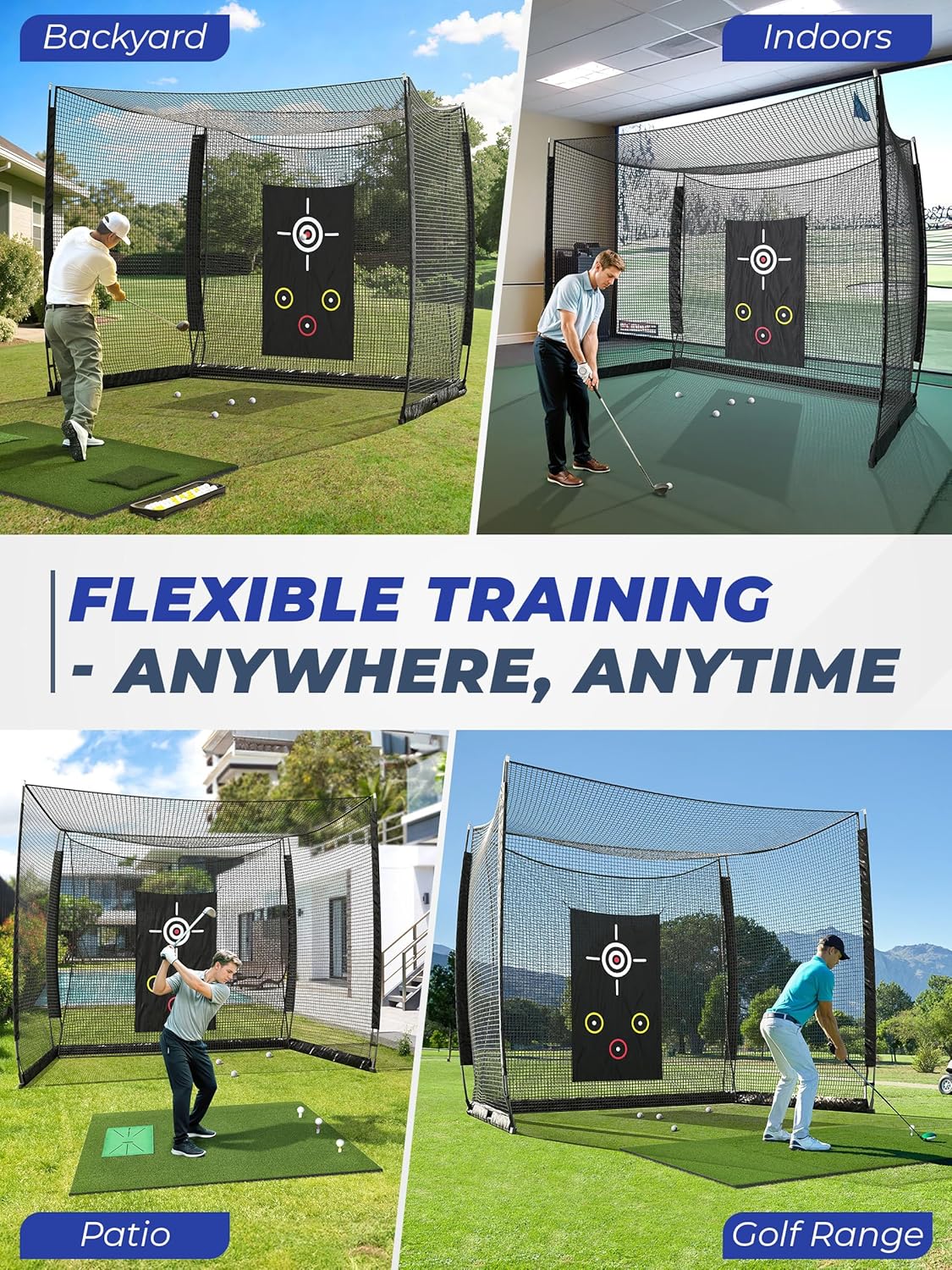 Golf Hitting Cage,10x8ft Practice Hitting Net with Double Layer Back Net & Target Cloth, Heavy-Duty Golf Cage for Backyard, Indoor & Outdoor - Image 6