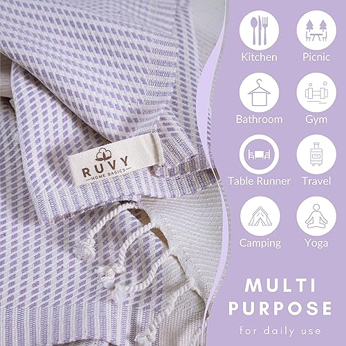 Vista 32 de Ruvy Home Basics - Toallas de mano turcas para baño - Toallas decorativas de algodón para baño, cocina, yoga, gimnasio, té, paños de cocina, rostro