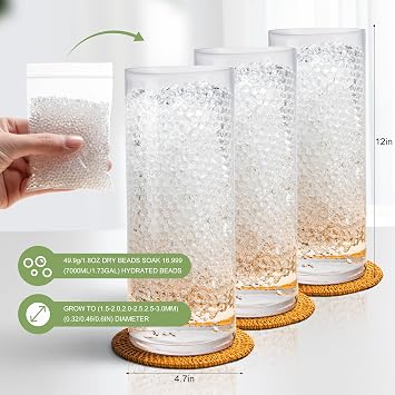 ANZON MORIES Clear Water Beads 3 Size Options (16999 Pcs Trial Pack), Gel Bead for Wedding Centerpiece Table Decoration, Vase Fillers, Floating Candles, Christmas Decor Jelly Fill Up to 2 Gal Water | M Size 0.36-0.46, Crystal Clear, Reusable & Durable, Invisible Vase Filler, for Wedding, Home Decor, Floating Candle