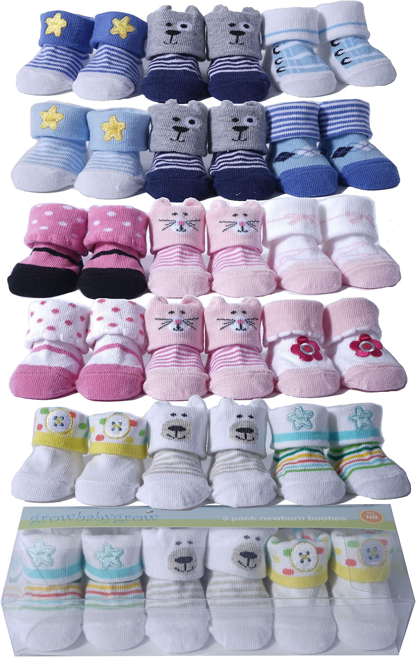 Newborn Baby Socks Booties Socks Gift Set 3Pair(Girls Maryjane Cat Ballet Shoe Design)