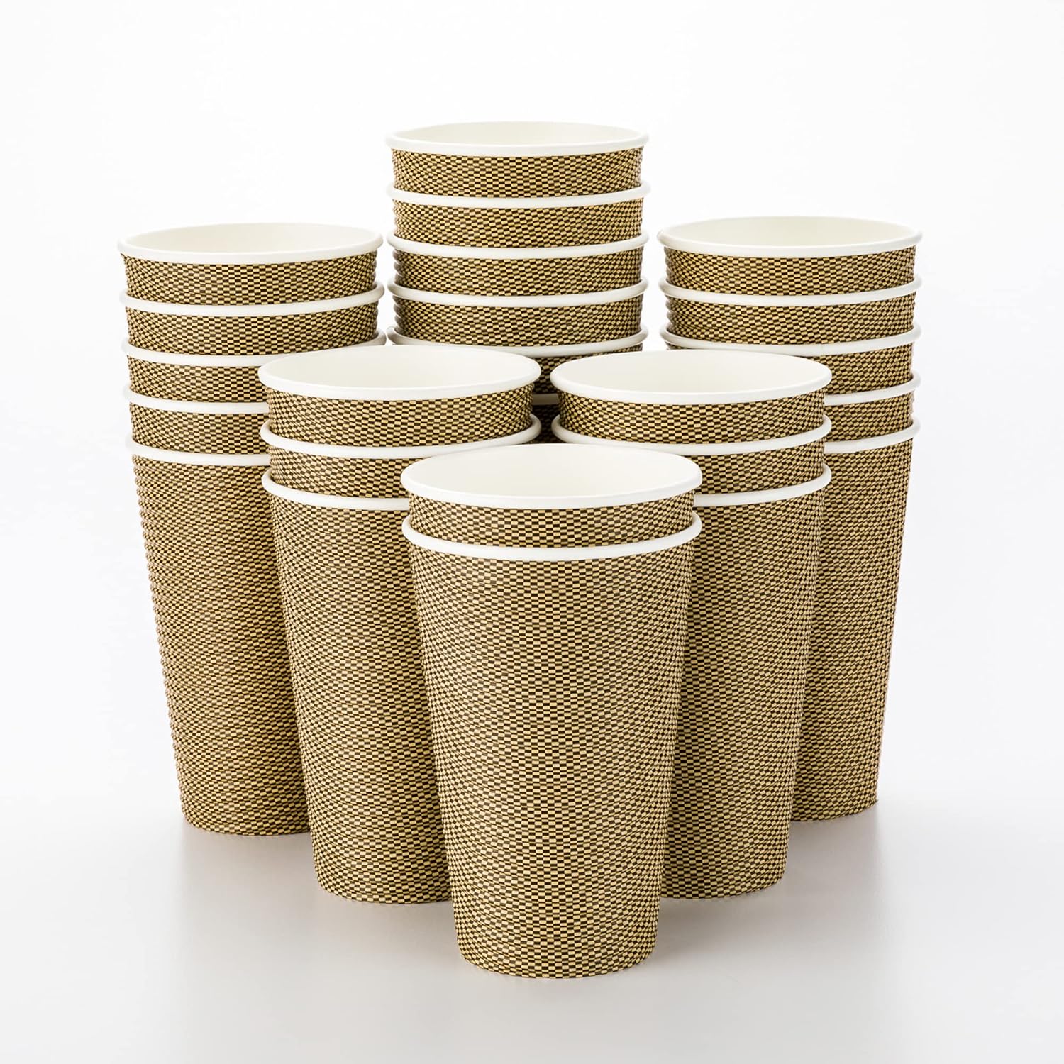 Restaurantware 16 Ounce Disposable Coffee Cups 500 Spiral Wall Hot Cups For Coffee - Lids Sold Separately Rolled Rim Paper Insulated Coffee Cups Monsieur Print For Coffee Tea And More