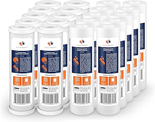 Miniatura 10 de Aquaboon Juego de 3 cartuchos de filtros de agua de 5 micras de 10 x 2.5 pulgadas | Reemplazo de filtro de sedimentos y carbono compatibles con