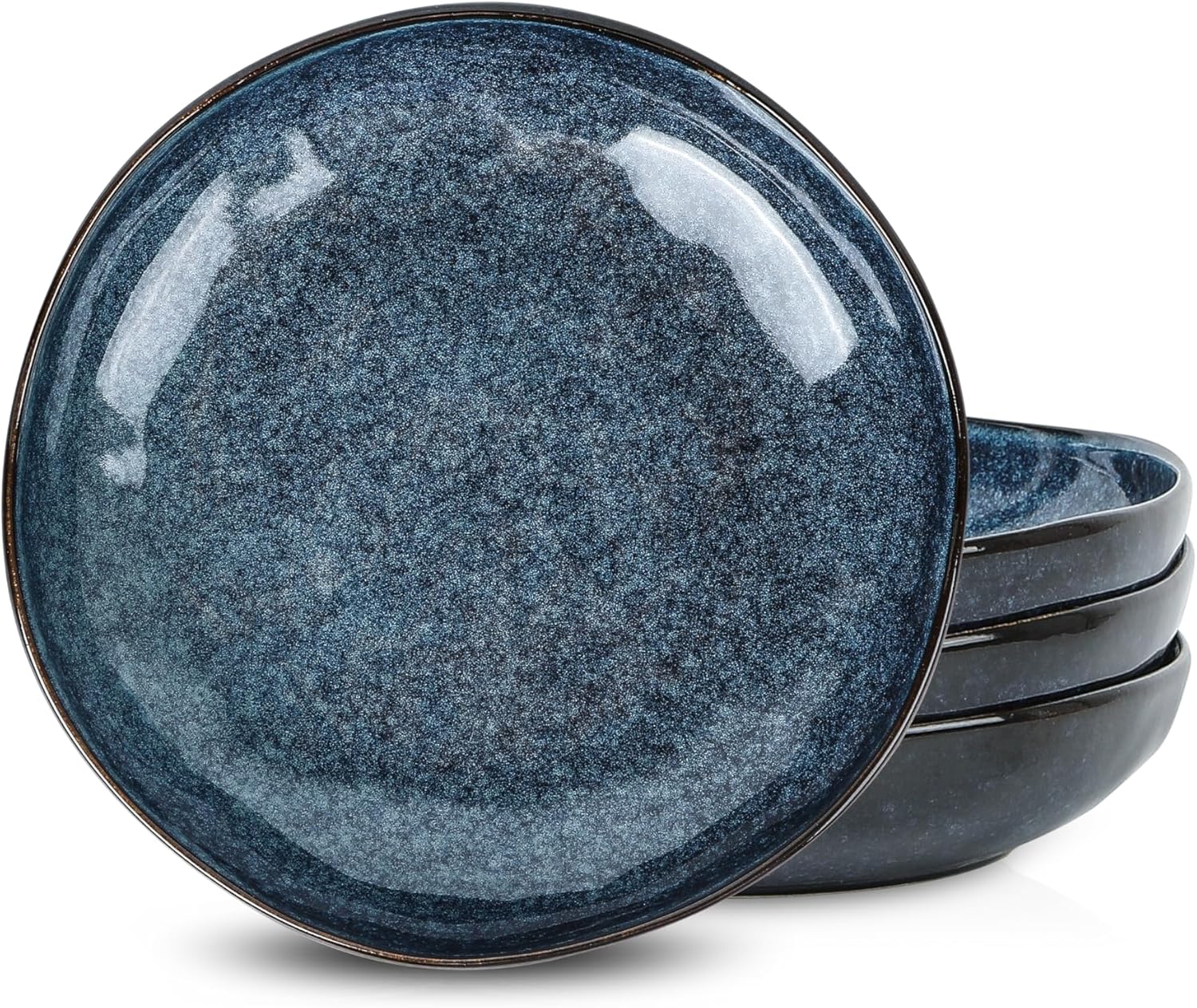 Stone Lain Mirella 4-Piece Pasta Bowl Set Stoneware, Microwave and Dishwasher safe, Blue