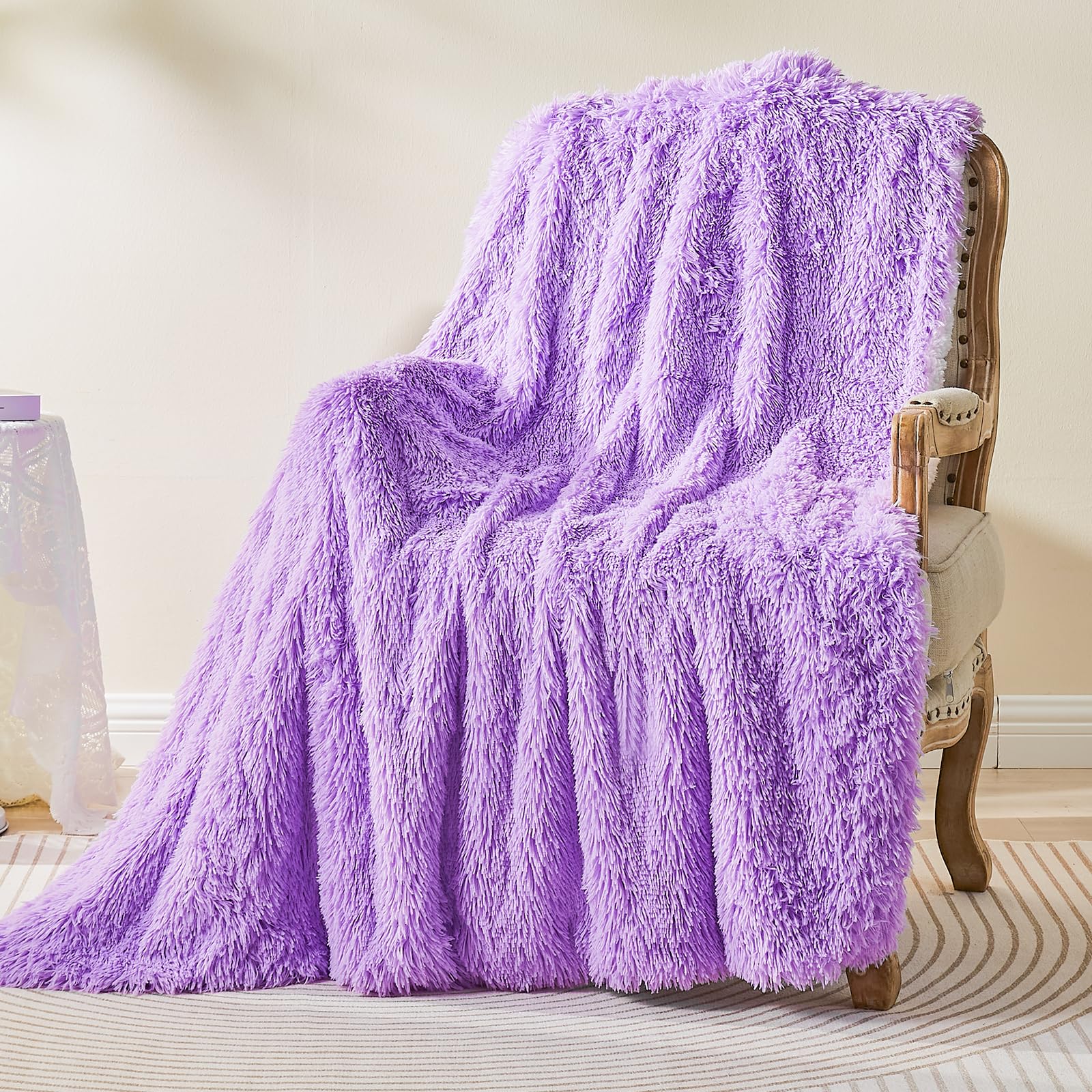 EMME Faux Fur Blanket, 220 x 240cm, Fluffy Bed Throw Fleece Blanket, Super Soft, Thick and Elegant