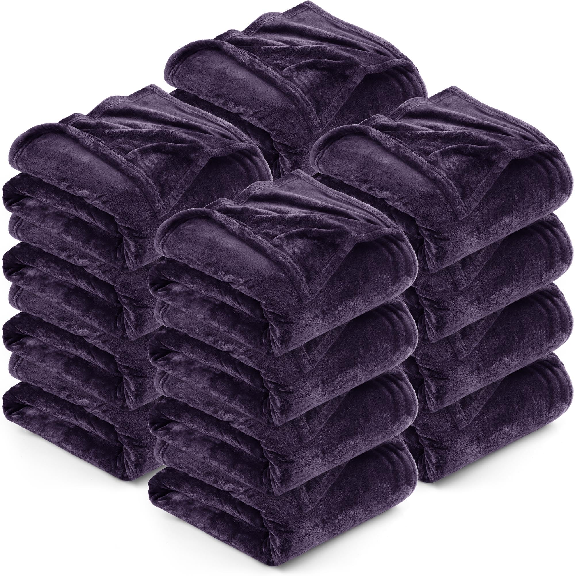 Utopia Bedding Fleece Blanket, Soft, Cosy 300 GSM Fluffy Blankets For Sofas, Bed, Couches - Pack of 16 (Throw, 152x127 cm, Purple)