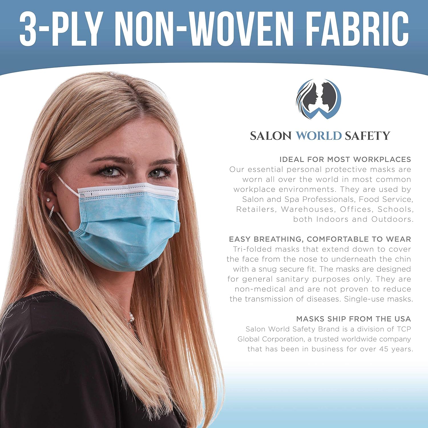 Rеvіеw Dіѕсоunt TCP GLOBAL Salon World Safety - 1200 Pack Face Masks Breathable Disposable 3-Ply Protective PPE with Nose Clip