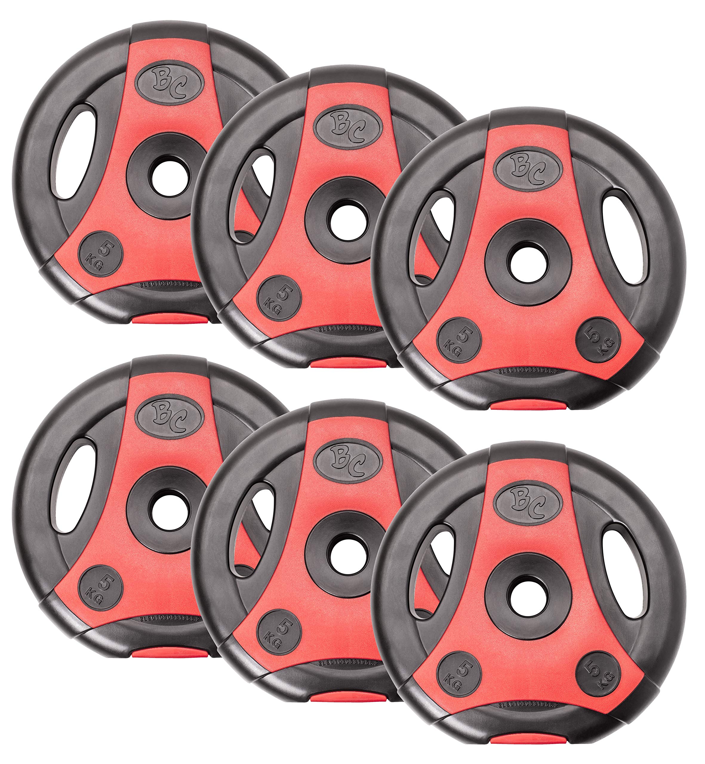 Bad Company K-Grip Hantelscheiben mit Griffen I Kunststoff ummantelte Gewichte 30/31 mm Paarweise (2,5-10 kg) oder als Set (7,5-30 kg)