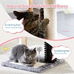 Made4Pets Poste d'éraflure de chat avec grand perchoir & Brosse auto-groomère pour chats d'intérieur, petite tour de l'arbre de chat avec sisal Cat Scratcher Post & Plaquette / 2 Jouet de boules, 6-in-1 pour les chatons, Gris