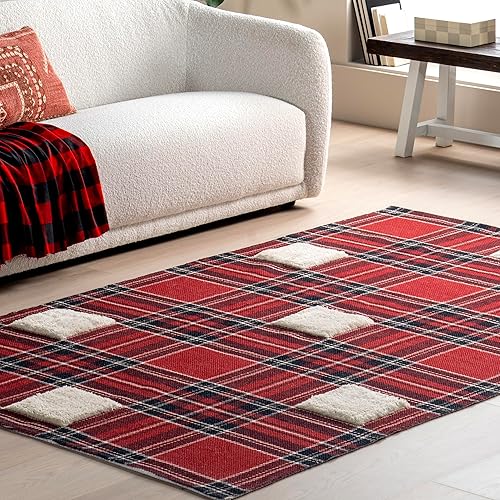 Miniatura 8 de nuLOOM Leena - Alfombra de área, 4 x 6 pies, color rojo