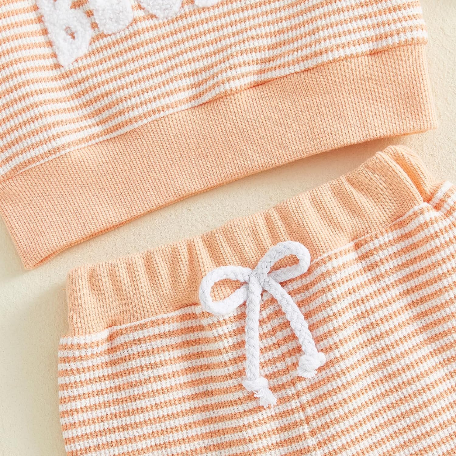 SAYOO Aunties Bestie Baby Clothes Gender Neutral Baby Boy Girl Embroidery Waffle Sweatshirt Pullover Solid Pant Fall Outfit - Image 7