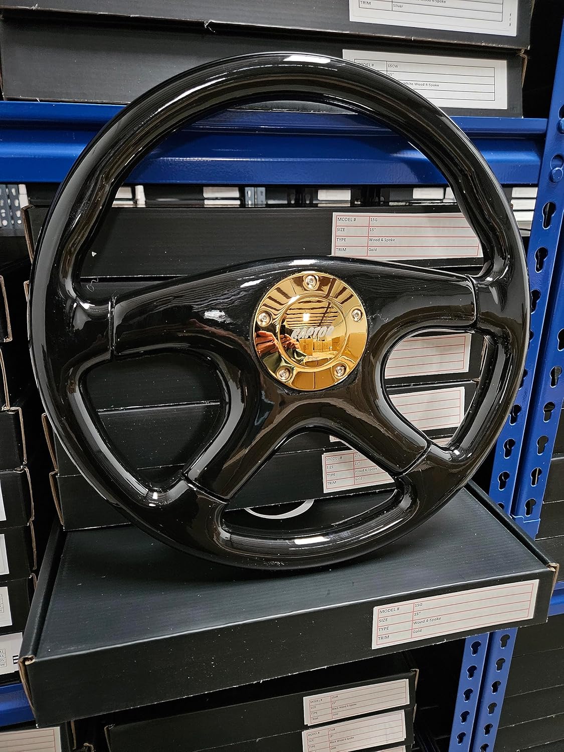 Raptor 15" Black Wood Steering Wheel (Silver)