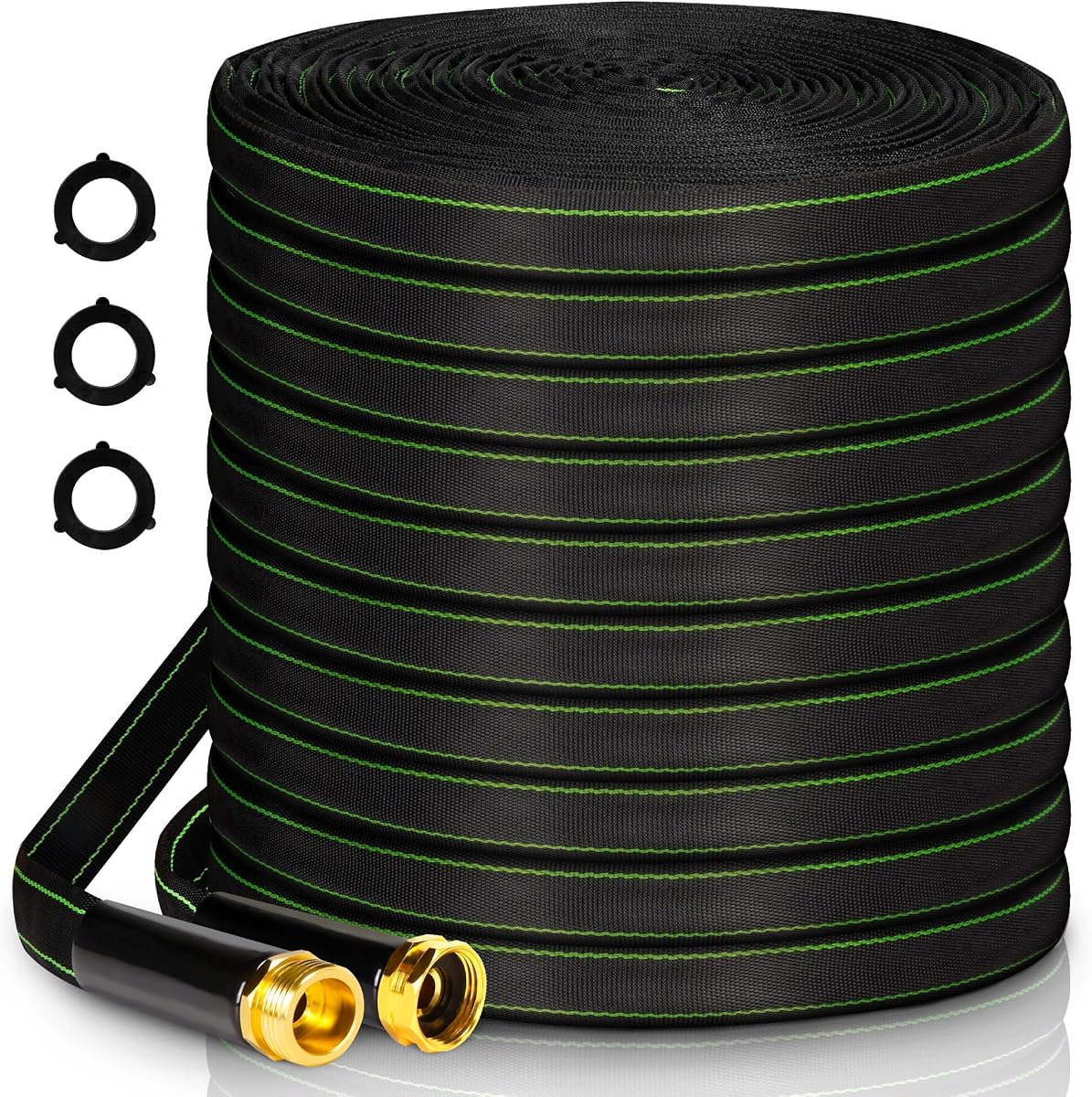 Manguera de jardín Manguera de agua de 75 pies Flexible, resistente, liviana, sin torceduras, larga, para exteriores, no expandible, mangueras planas de alta presión, tubo de 75 'fuerte, conector de latón de 3/4 '' para jardín exterior, césped, lavado de autos