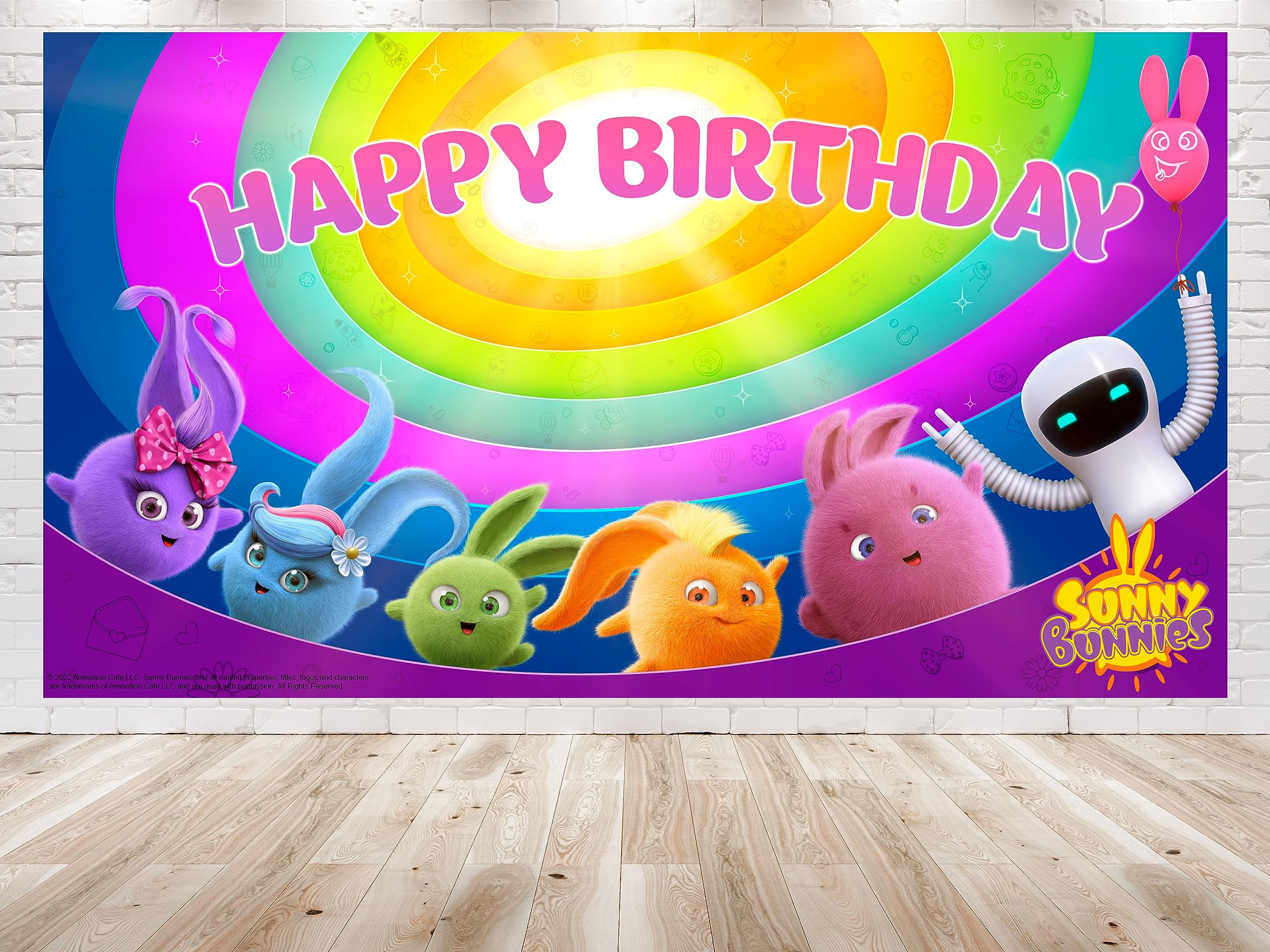 PCSunny Bunnies Banner 5x3 FT - Whimsical Decor for Birthday, Easter, Baby Shower Celebrations!