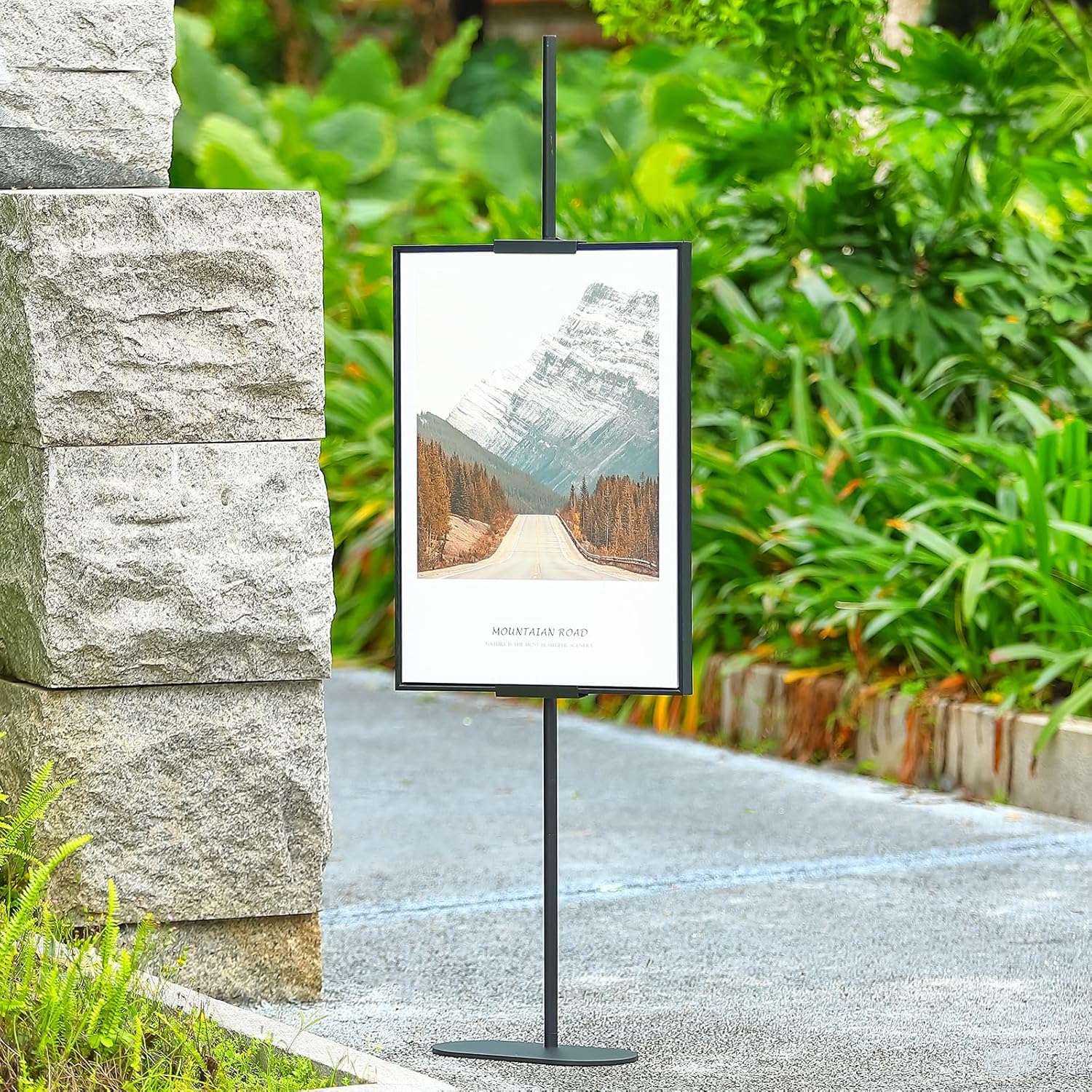 Easel Stand for Sign, Adjustable Display Stands for Frames up to 64", Black Metal Floor Easels for Painting, Picture Frame Holder Easel for Art Signs Photos, Iron Easel with Base for Home Events