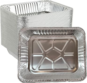 [20 Pack] 9x13 Disposable Foil Pans Aluminum Drip Pans - Half Size Steam Table Aluminum Trays without Lids - Great for Cooking, Heating, Storing, Prepping Food 9"x13"x2"